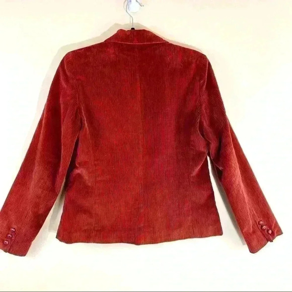 SILVER UNICORN Silver Corduroy Burnt Orange Button Y2K Blazer Jacket Size 11 - Picture 7 of 8